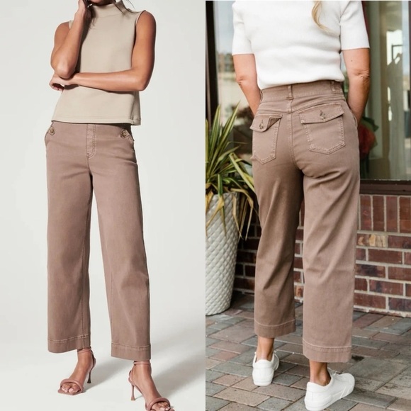 SPANX Pants - Spanx twill cropped wide leg Pants Smoke